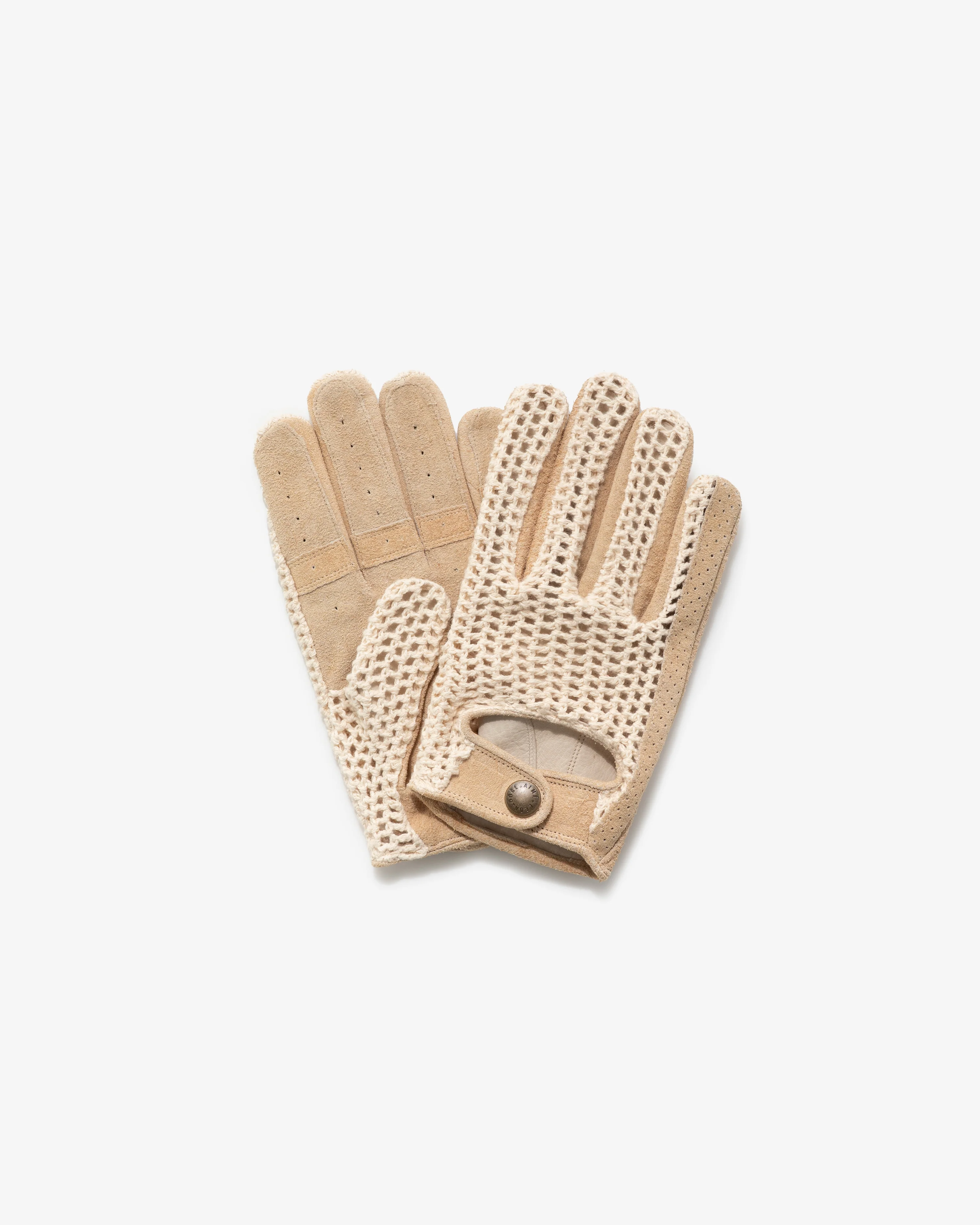 Fine Leather & Crochet Knit Driving Gloves