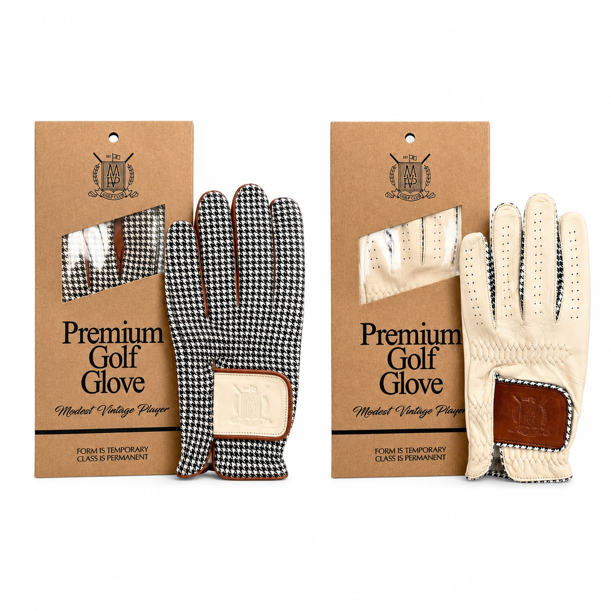 Premium Houndstooth Cabretta Golf Gloves