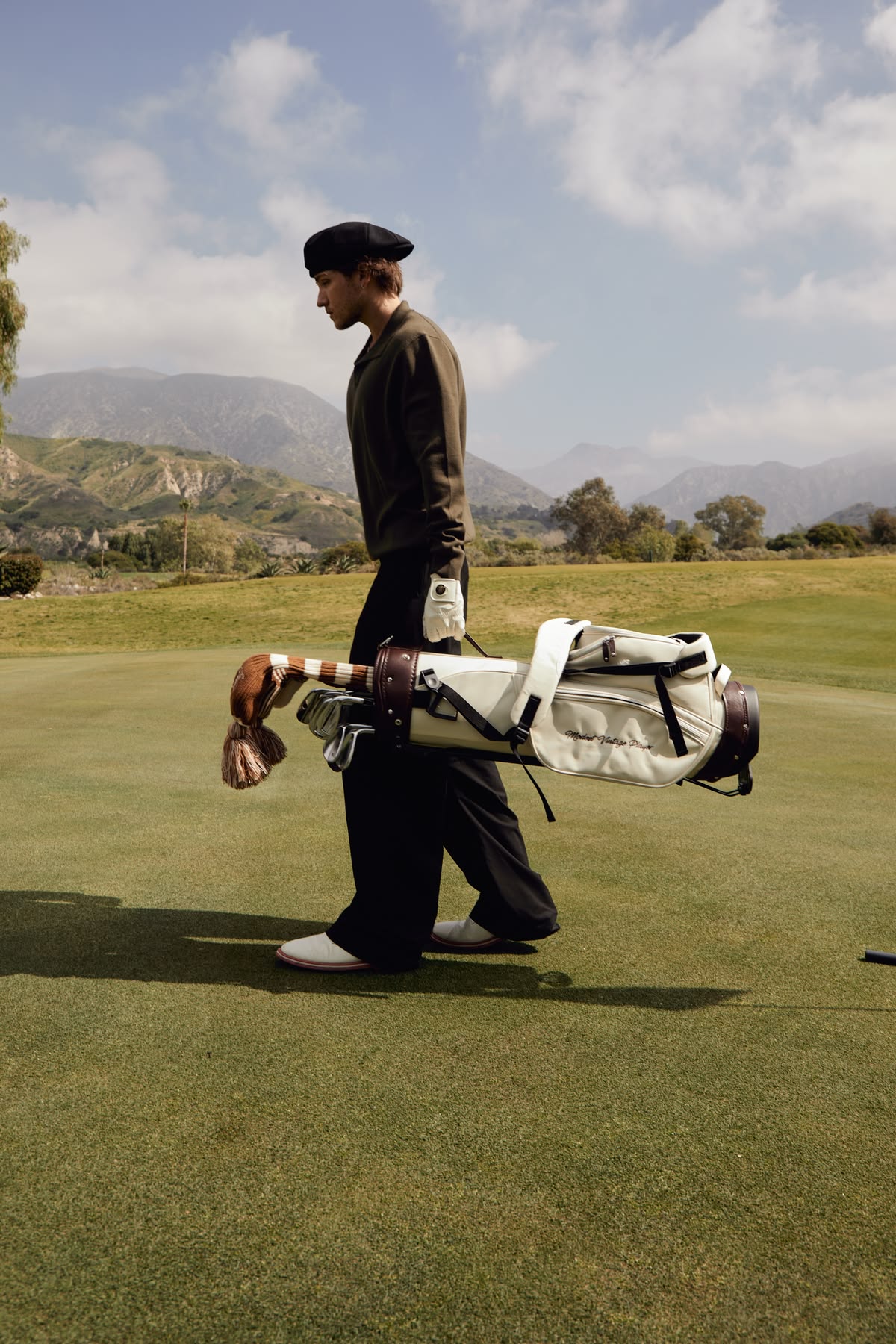 Cream Canvas / Genuine Leather Golf Bag