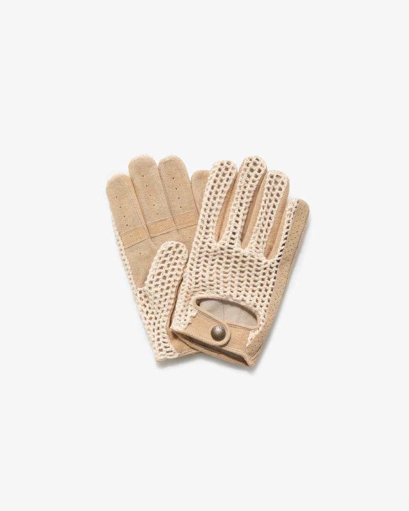 Fine Leather & Crochet Knit Driving Gloves