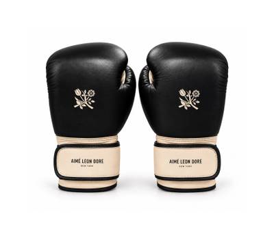 Luxury Black & Cream Leather Boxing Gloves