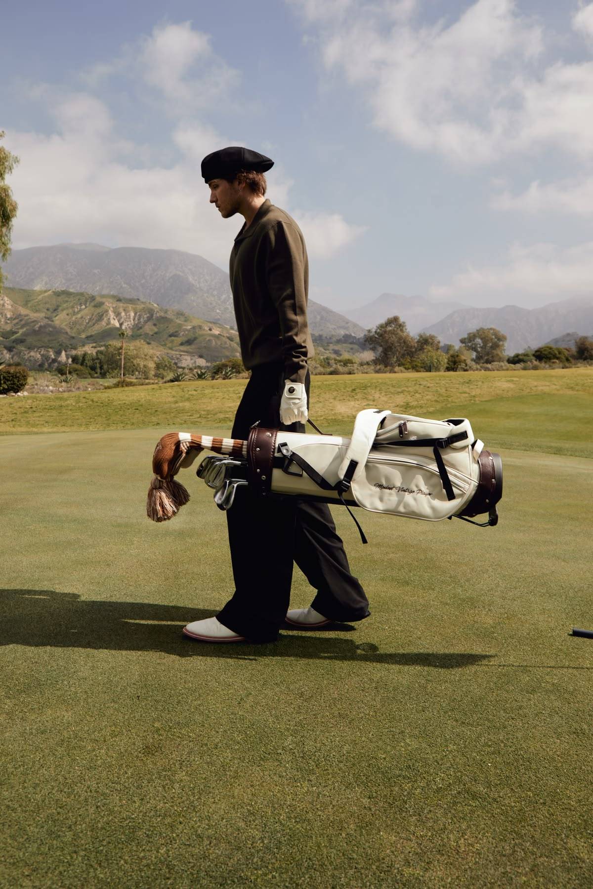 Cream Canvas / Genuine Leather Golf Bag